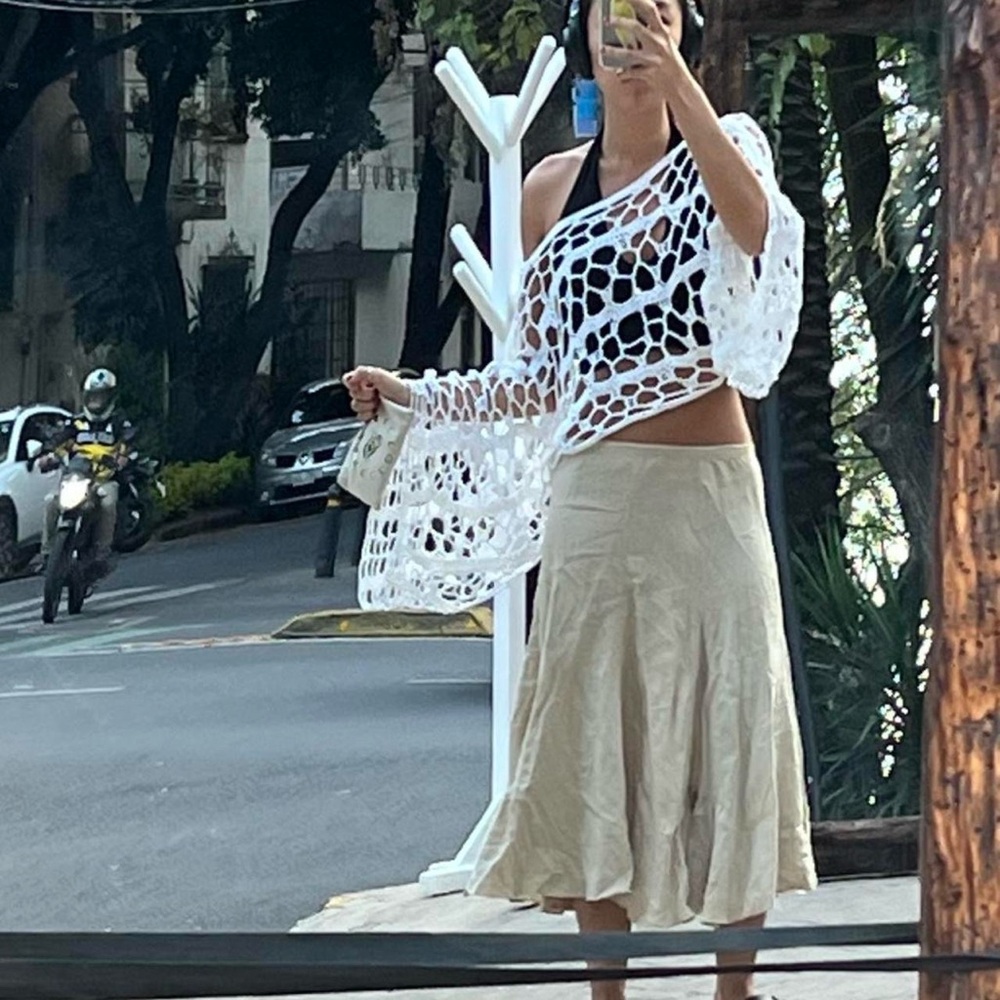White Crochet Open-Knit Sweater - Picture 8 of 8